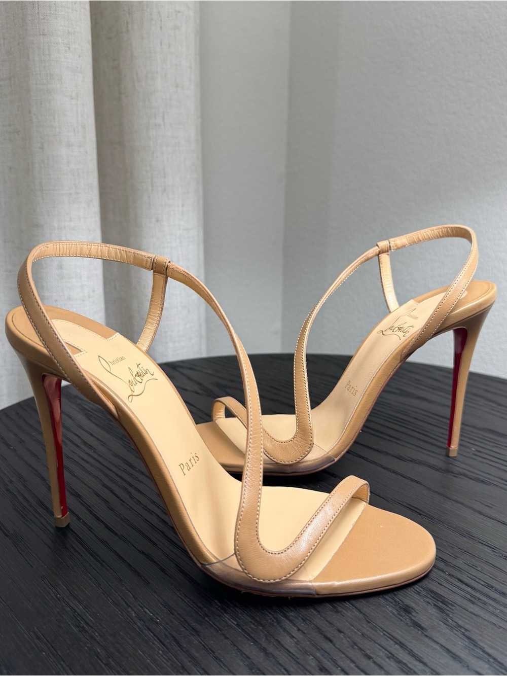 Christian Louboutin Rosalie 100 Slingback Sandals Nude 37